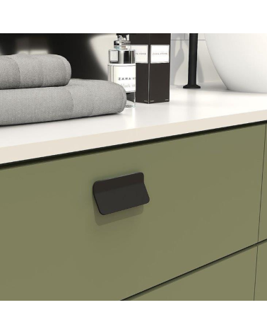 Tirador de mueble negro mate SEA diseño montado en un cajón