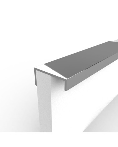 Tirador de mueble anodizado natural VERA tirador de diseño fijado al borde de un panel blanco