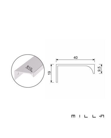 Tirador de mueble TERRA PRO con esquema técnico