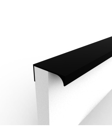 Tirador de mueble negro mate TERRA tirador de diseño fijado al borde de un panel blanco