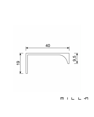 Tirador de mueble TERRA con esquema técnico