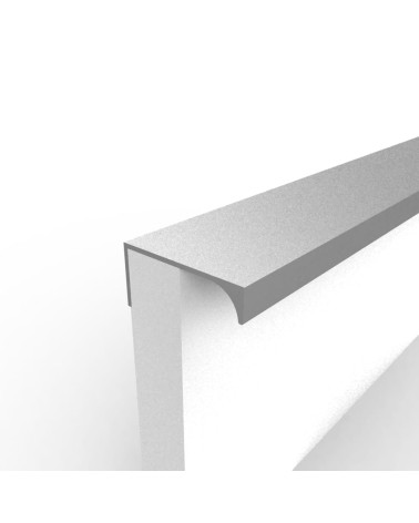 Tirador de mueble anodizado natural TERRA tirador de diseño fijado al borde de un panel blanco