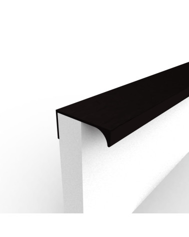 Tirador de mueble anodizado negro TERRA tirador de diseño fijado al borde de un panel blanco