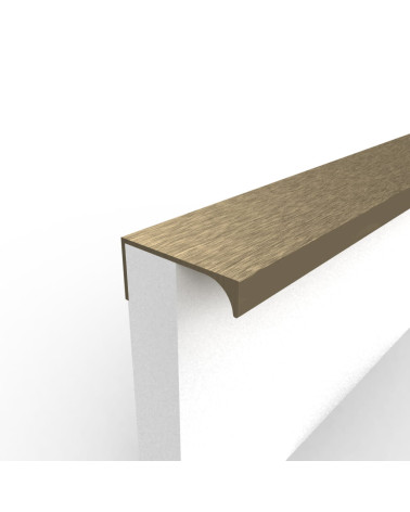 Tirador de mueble anodizado cepillado TERRA tirador de diseño fijado en el borde de un panel blanco