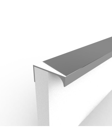 Tirador de mueble cromo pulido TERRA tirador de diseño fijado en el borde de un panel blanco