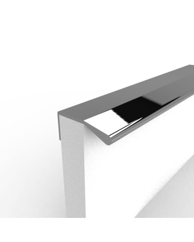 Tirador de mueble cromo pulido COSTA tirador de diseño fijado en el borde de un panel blanco