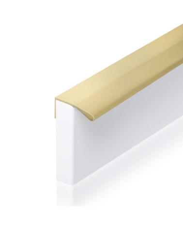 Tirador de mueble anodizado en oro COSTA tirador de diseño fijado en el borde de un panel blanco