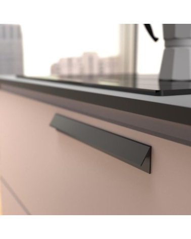 Tirador de mueble negro mate VERBA tirador de diseño montado en un mueble