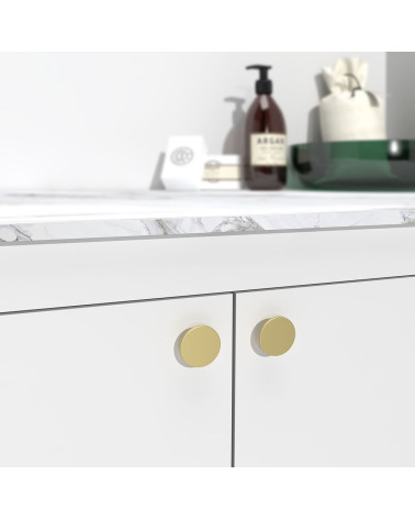 Tirador de mueble ASTRO dorado mate montado en un mueble