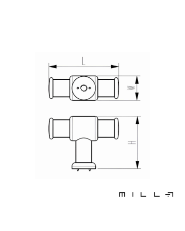 Tirador de mueble GALIUM con esquema técnico